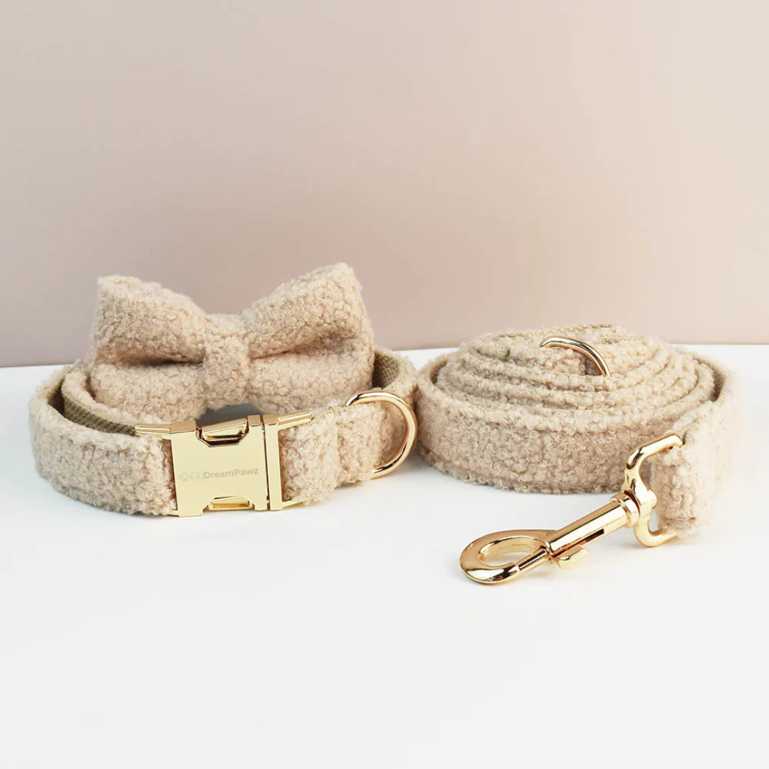 4-delige set tuigje halsband riem en strik