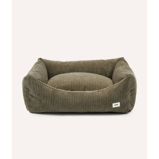 Groene hondenmand met ribfluwelen corduroy stof van het merk cafide
