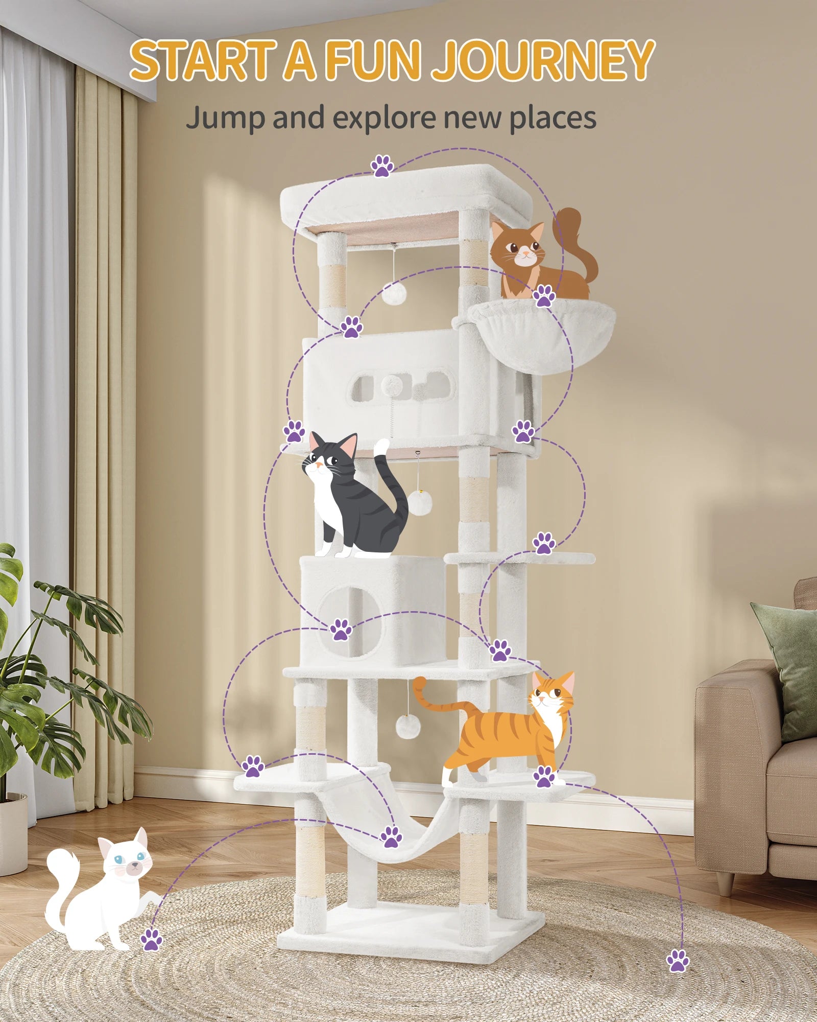 XXL 210 cm Hoge Krabpaal - DreamPawz