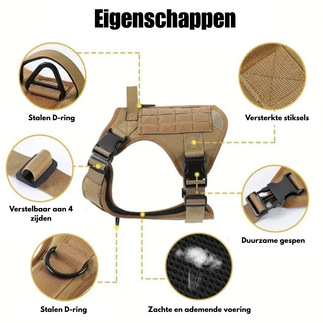 Tactical Hondenharnas inclusief 6 Patches