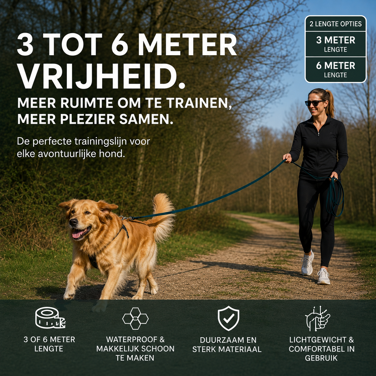 Premium Kunstleer Hondenriem 3M / 6M
