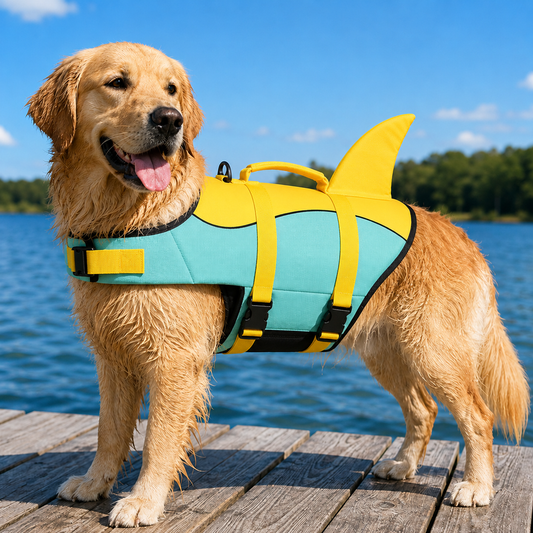 Gele-Blauwe zwemvest voor honden grote honden