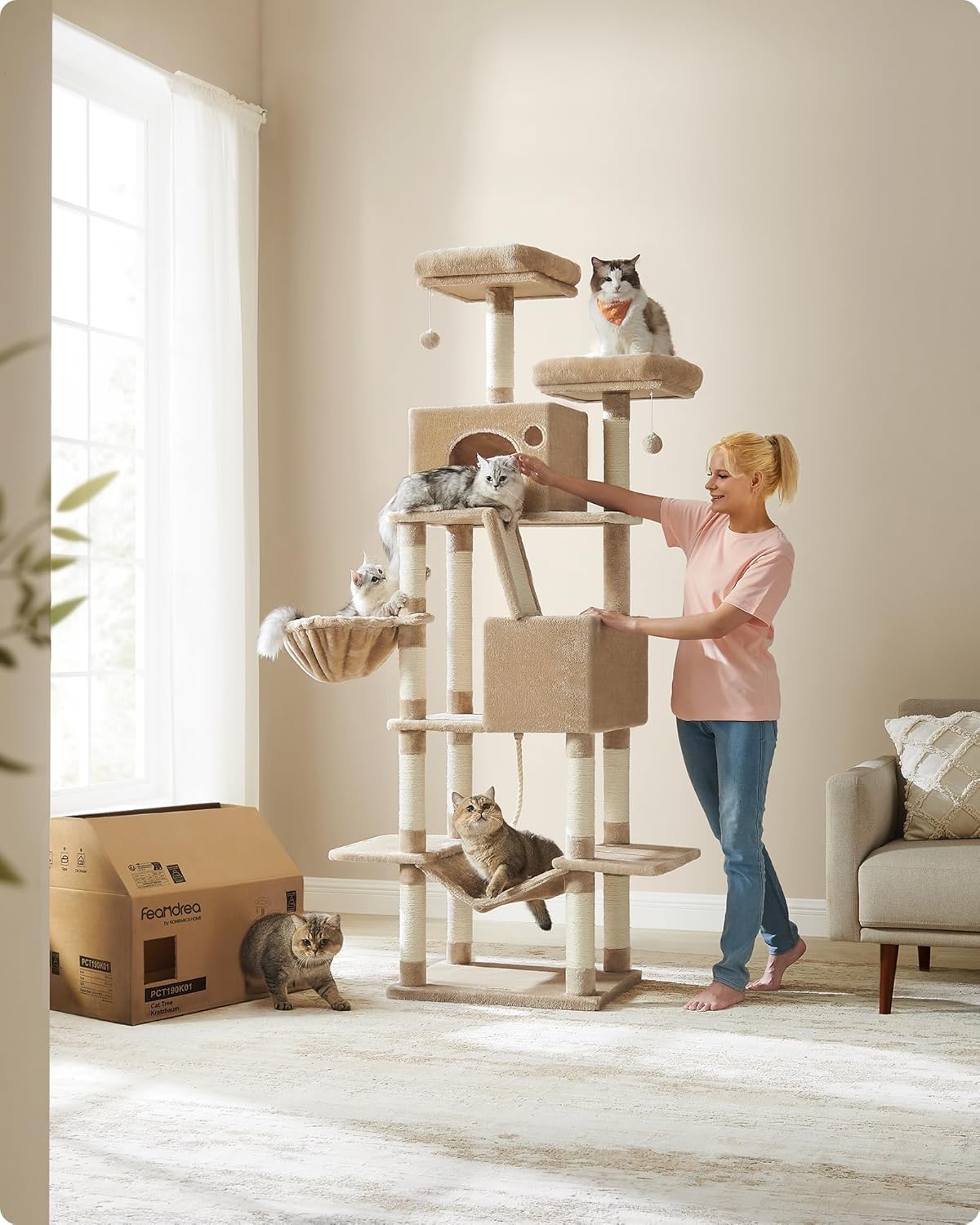 Feandrea - Mega XXL Krabpaal 206 cm – Multi-Level - DreamPawz