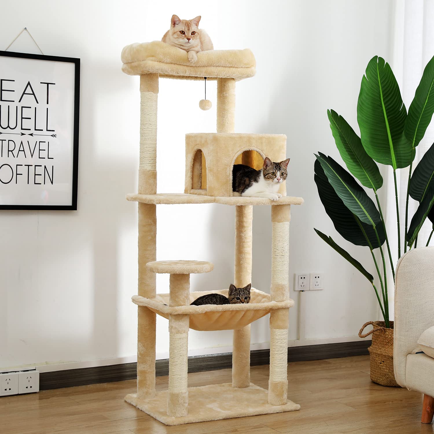 Pawz Road - Luxe Krabpaal met Hangmat, Kattenhuis & Uitkijkplateau - DreamPawz