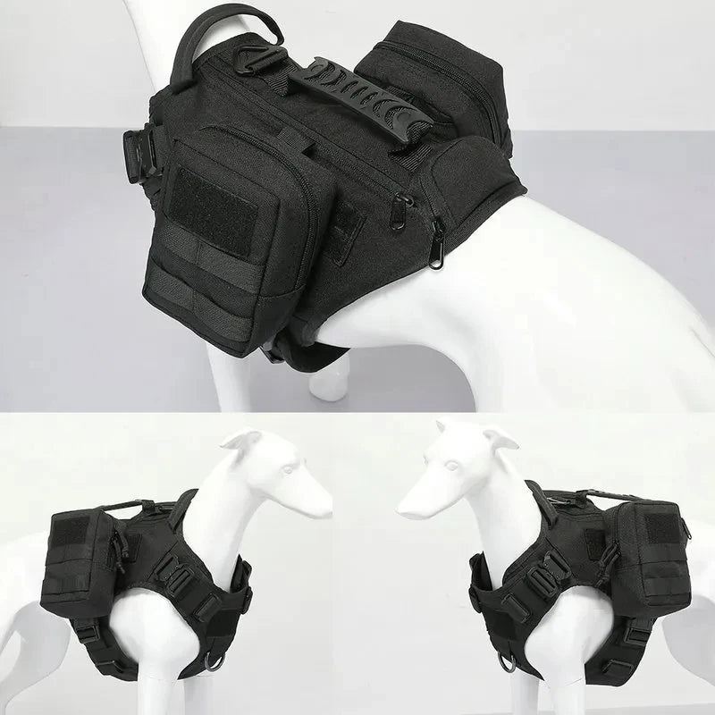 Tactical Hondenharnas met Pockets zwart op model