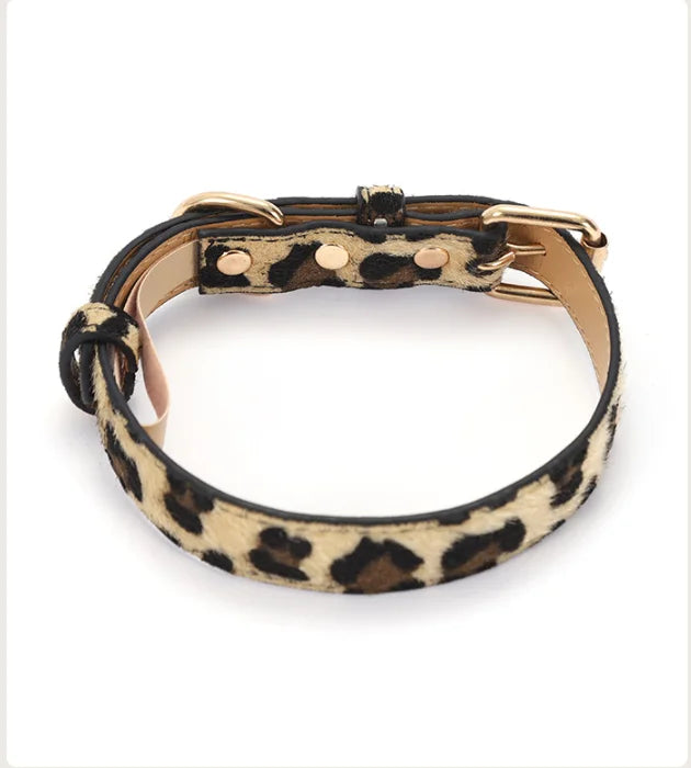 Hondenhalsband met panter print achteraanzicht