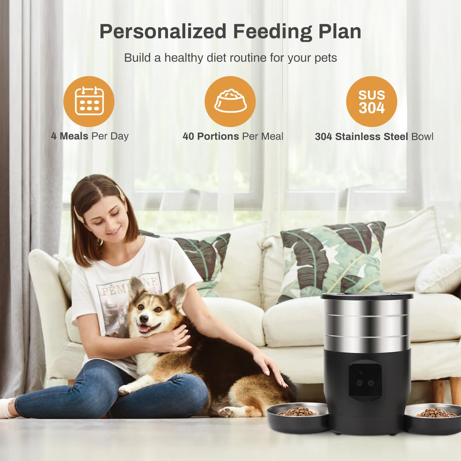 ZYfeeder - 4.5L Button/WiFi Automatische Voerbak