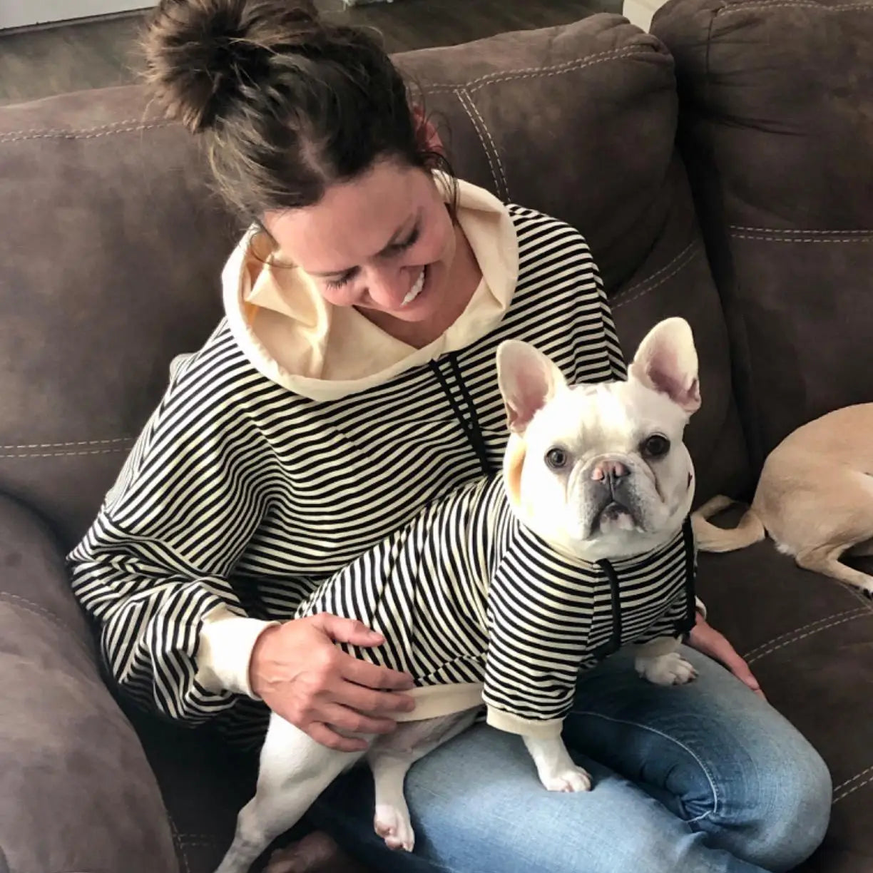 Matching Hoodie voor Hond & Baasje - B/W Stripes