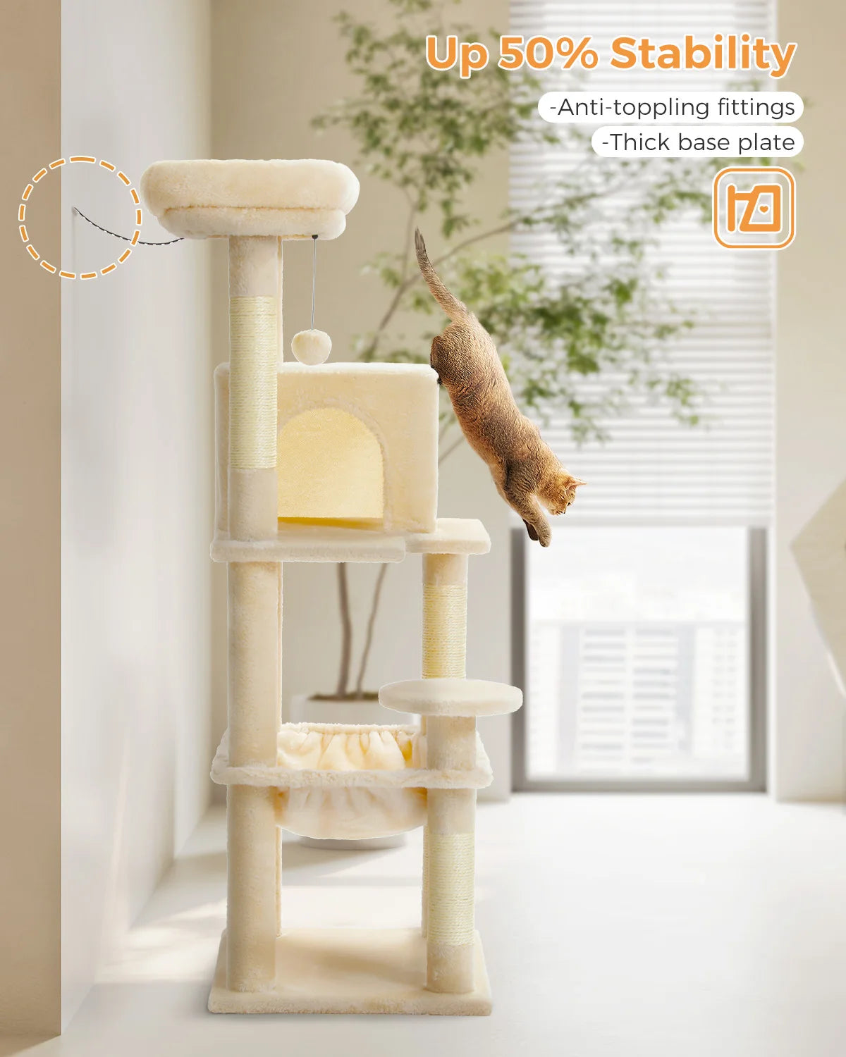 Pawz Road - Luxe Krabpaal met Hangmat, Kattenhuis & Uitkijkplateau - DreamPawz