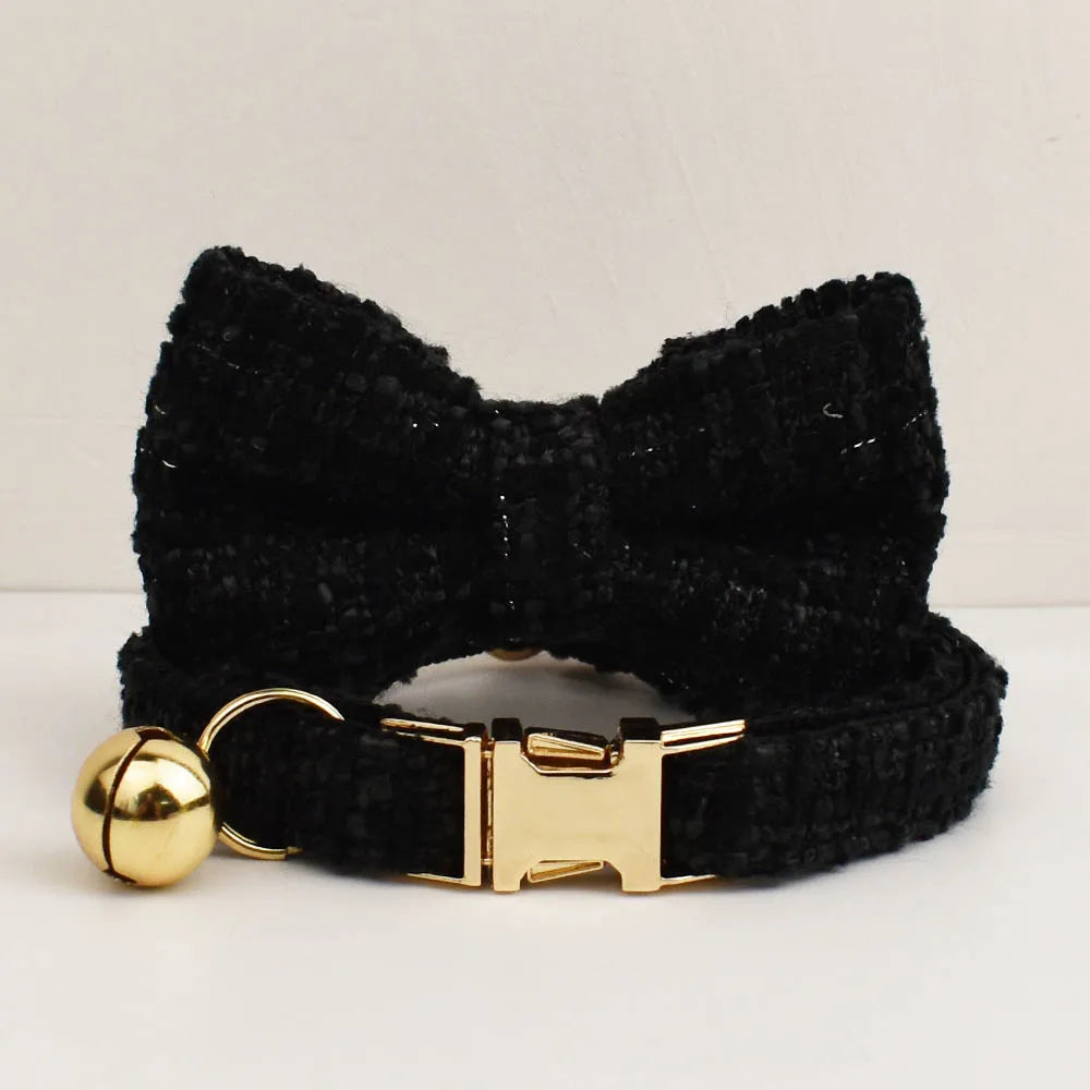 Kattenhalsband Tweed met Strik - DreamPawz
