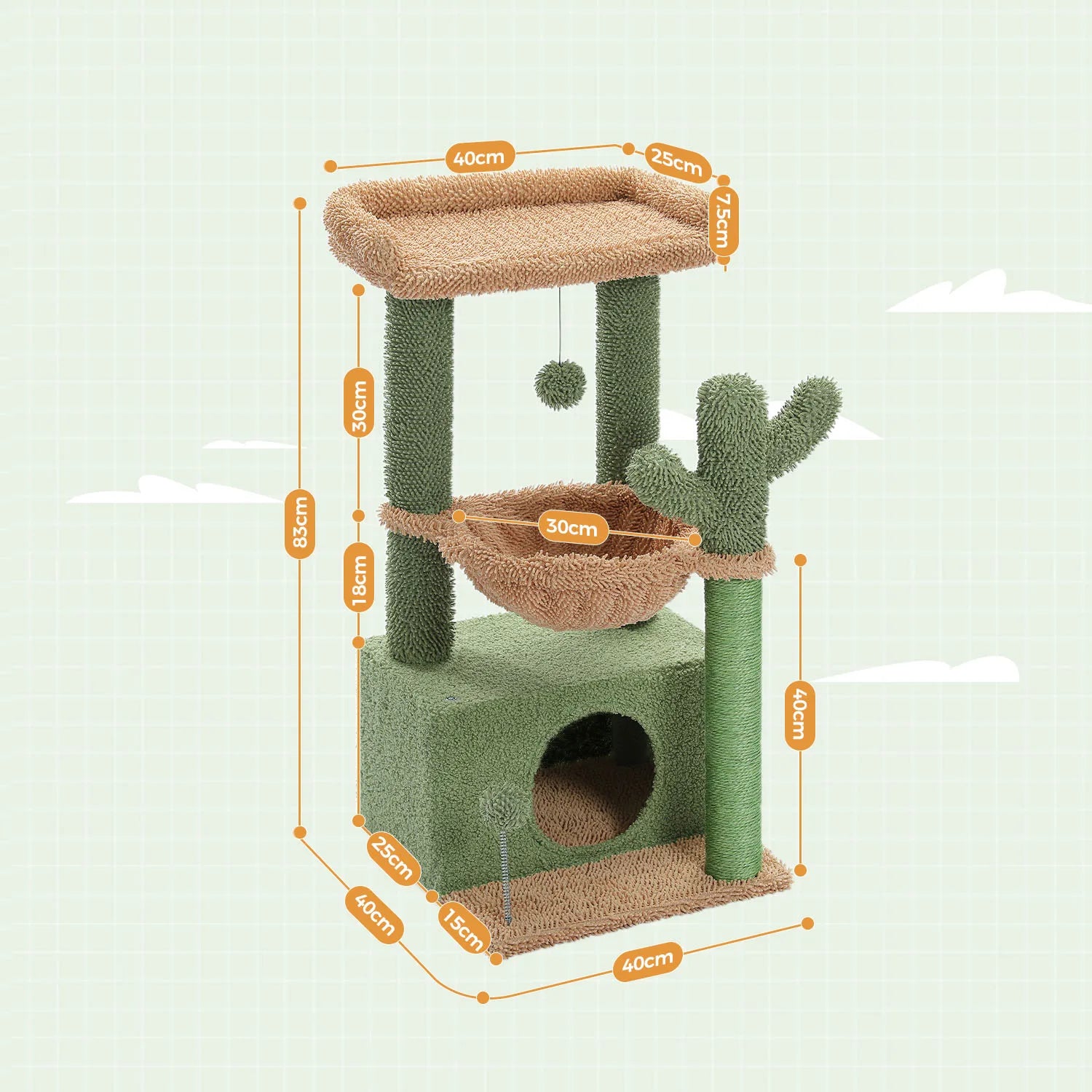 Groene Krabpaal - Krabtoren met Cactusdesign - DreamPawz