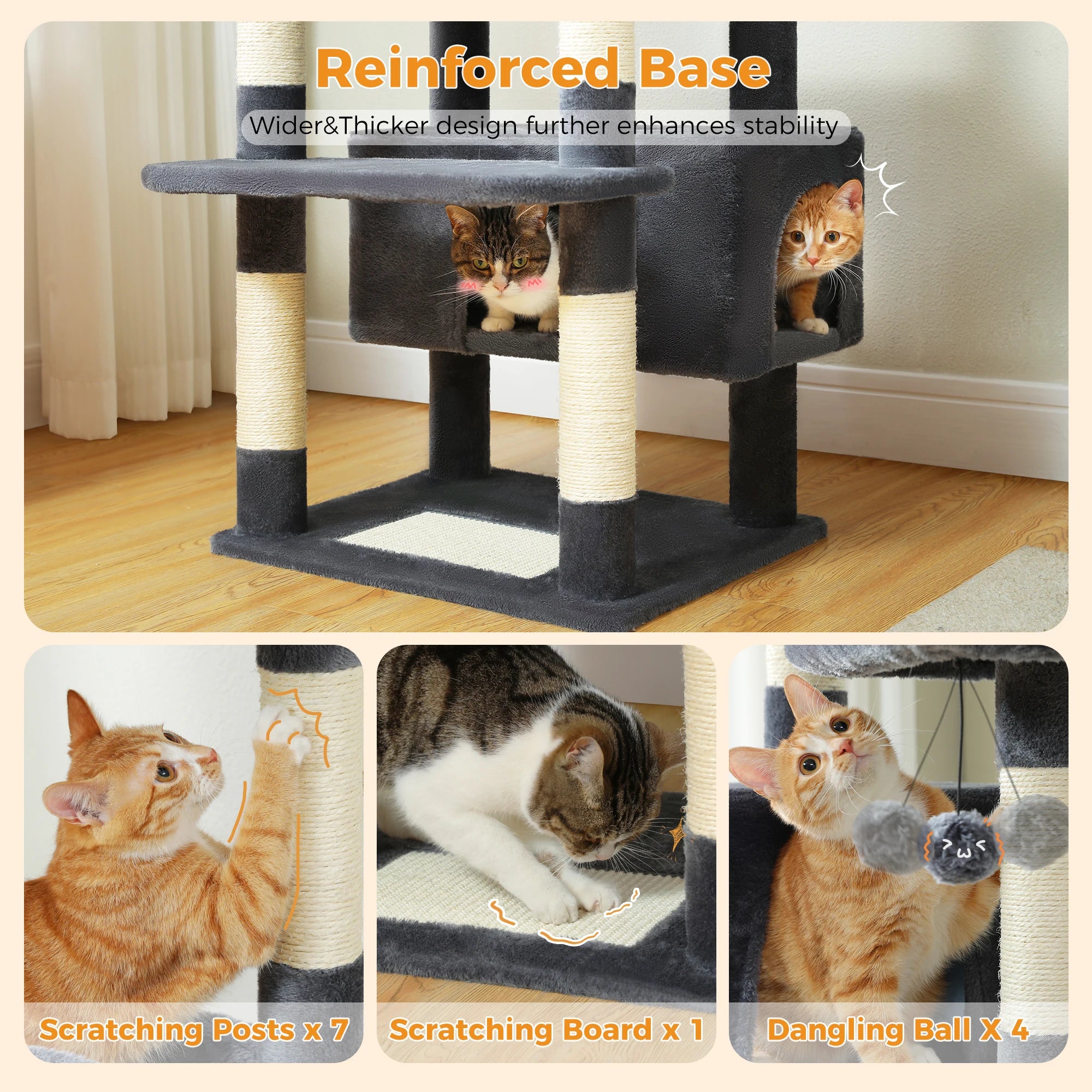 Pawz Road - XL Krabpaal voor Grote Katten met Hangmat & XXL Condo - DreamPawz