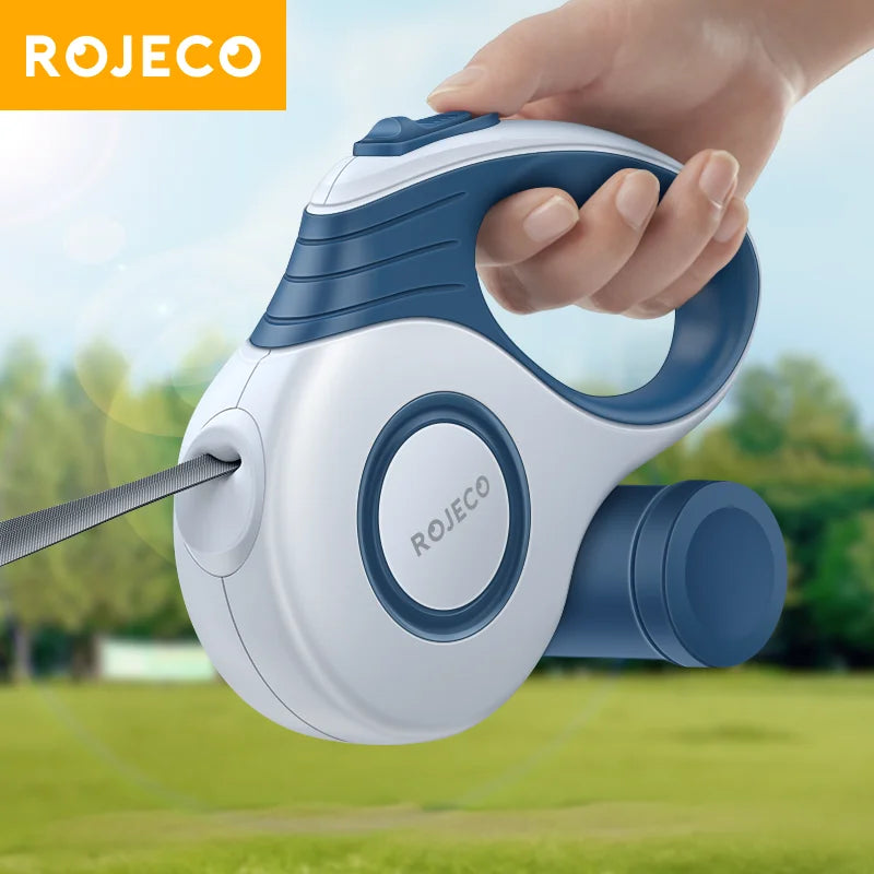ROJECO - Uitrekbare Hondenriem - incl. Poepzakjehouder