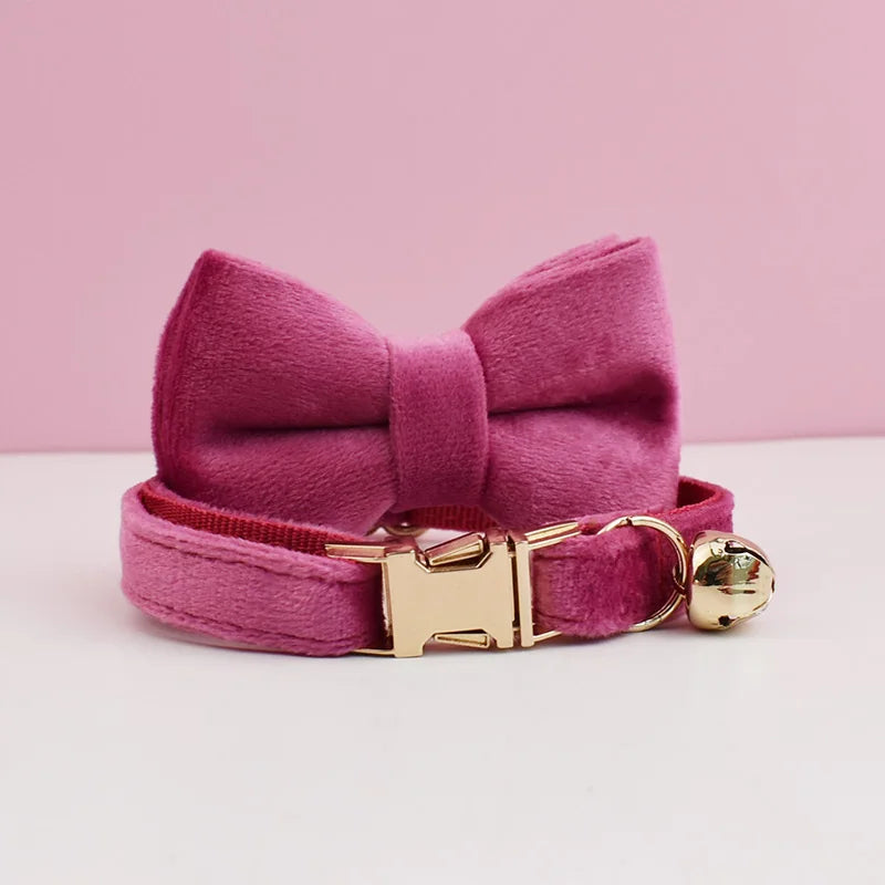 Fluwelen Kattenhalsband met Strikje - DreamPawz