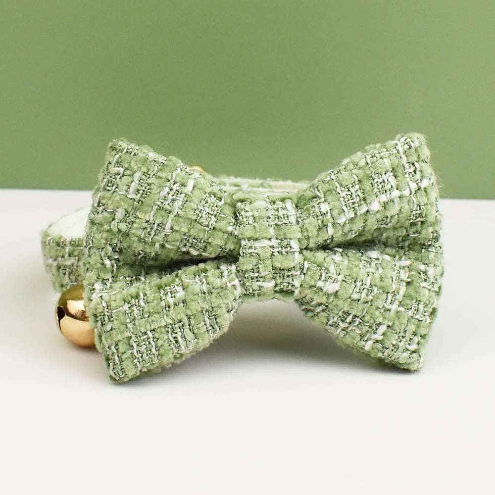 Kattenhalsband Tweed met Strik - DreamPawz