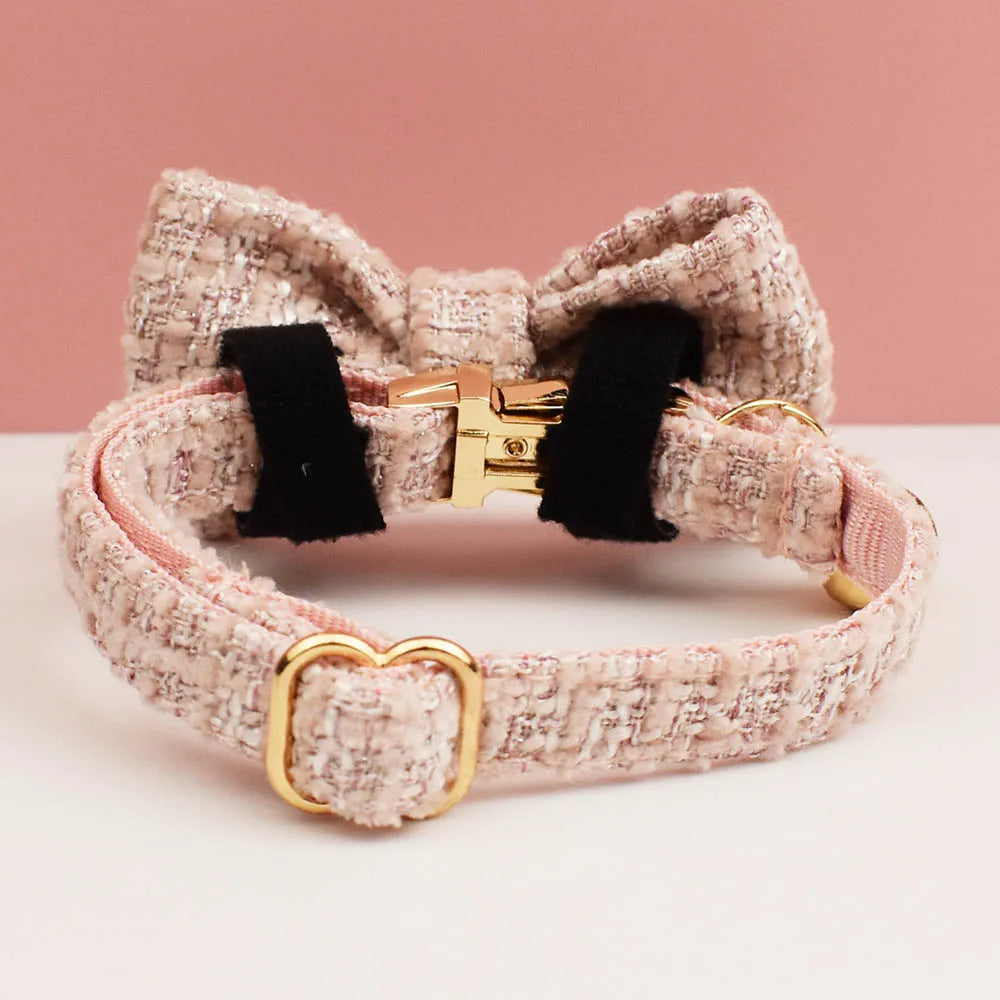 Kattenhalsband Tweed met Strik - DreamPawz