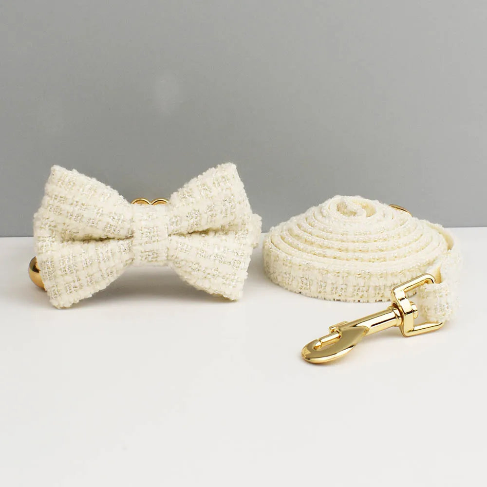 Kattenhalsband Tweed met Strik & Leiband - DreamPawz