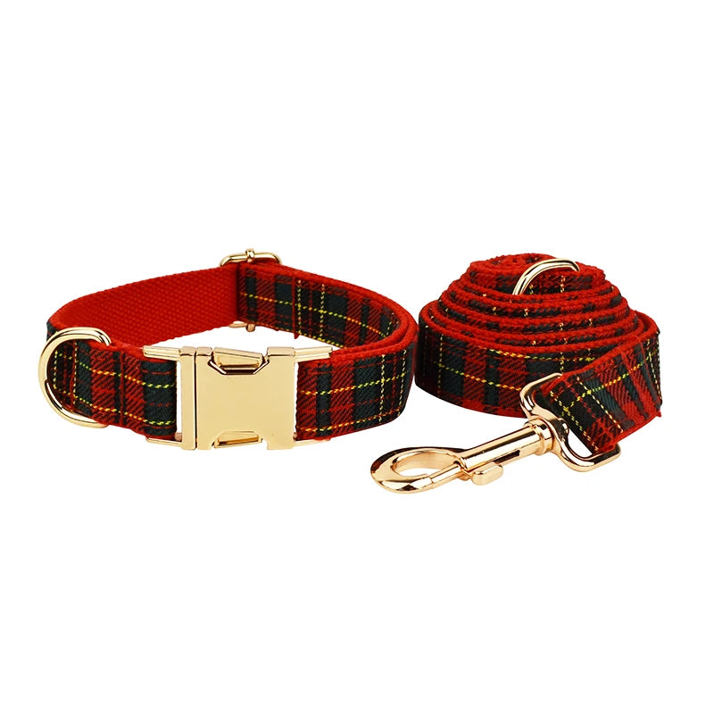 DreamPawz - 3-Delige Set met Halsband, Riem en Strik - Kerst 2025 - DreamPawz