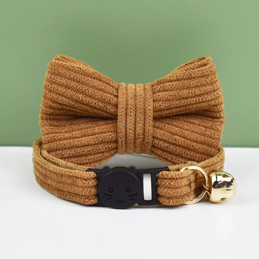 Corduroy Kattenhalsband en Strikje - DreamPawz
