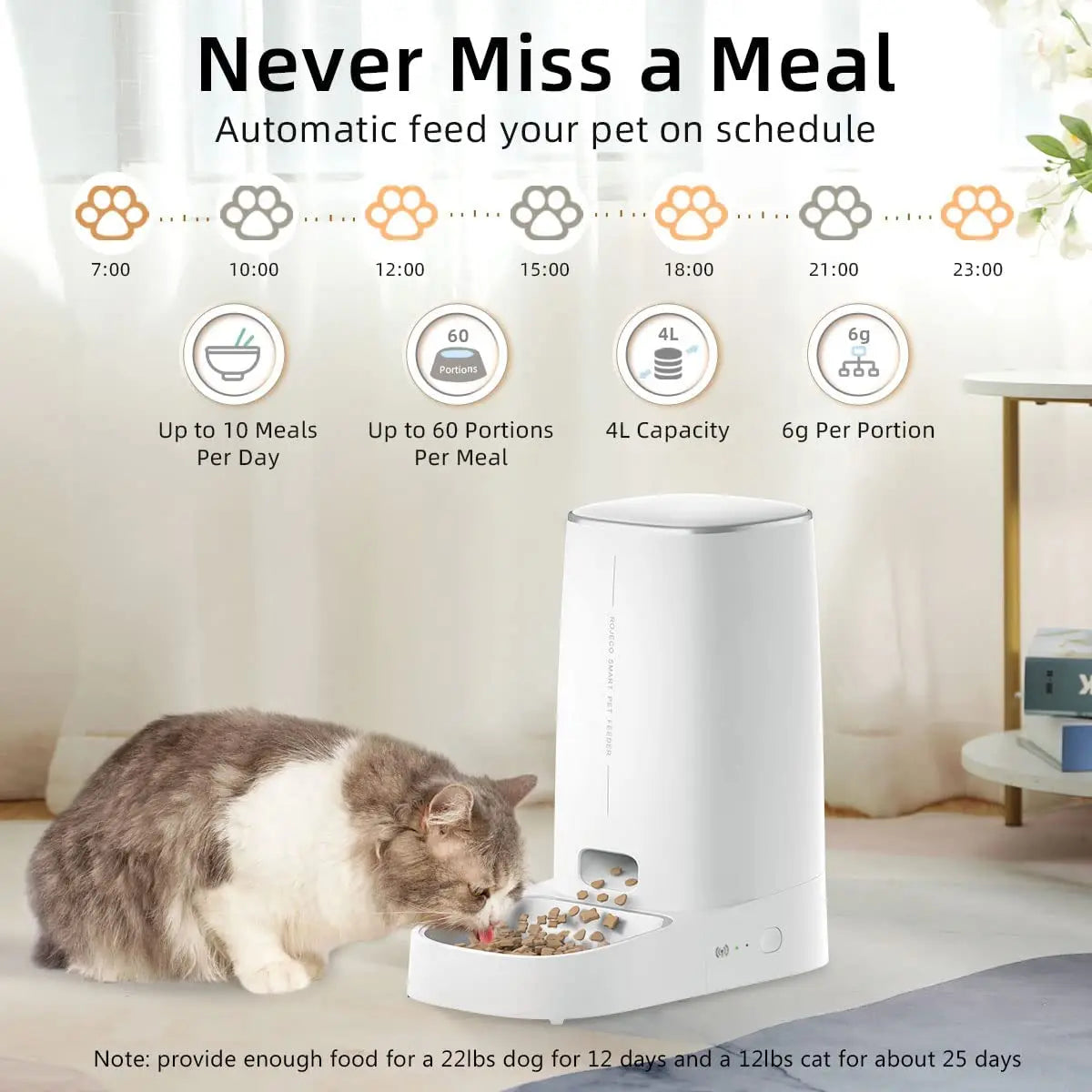 ROJECO - WiFi Automatische Voerbak Kat & Hond - App Bediening 4L