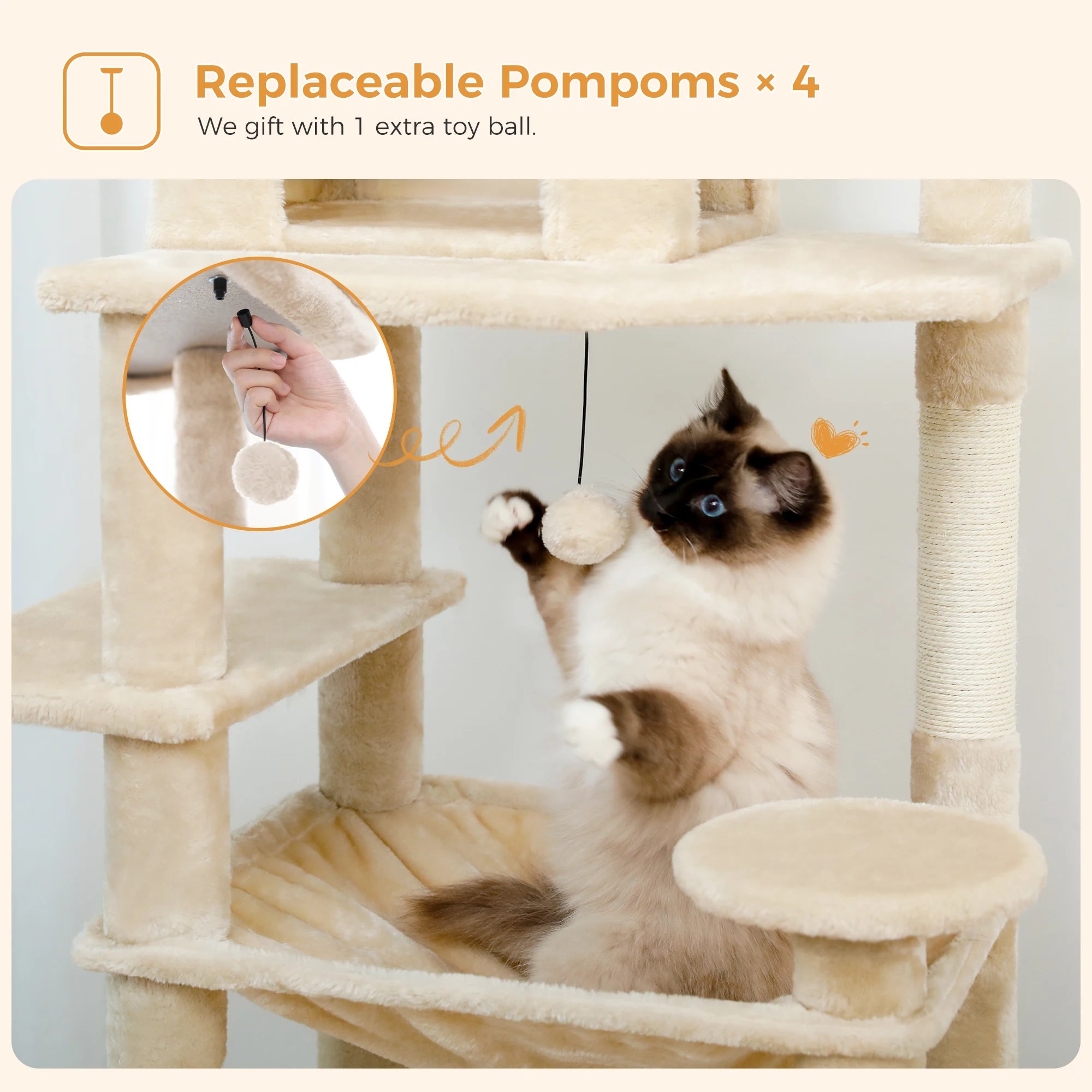 Pawz Road - XL Krabpaal voor Grote Katten met Hangmat & XXL Condo - DreamPawz