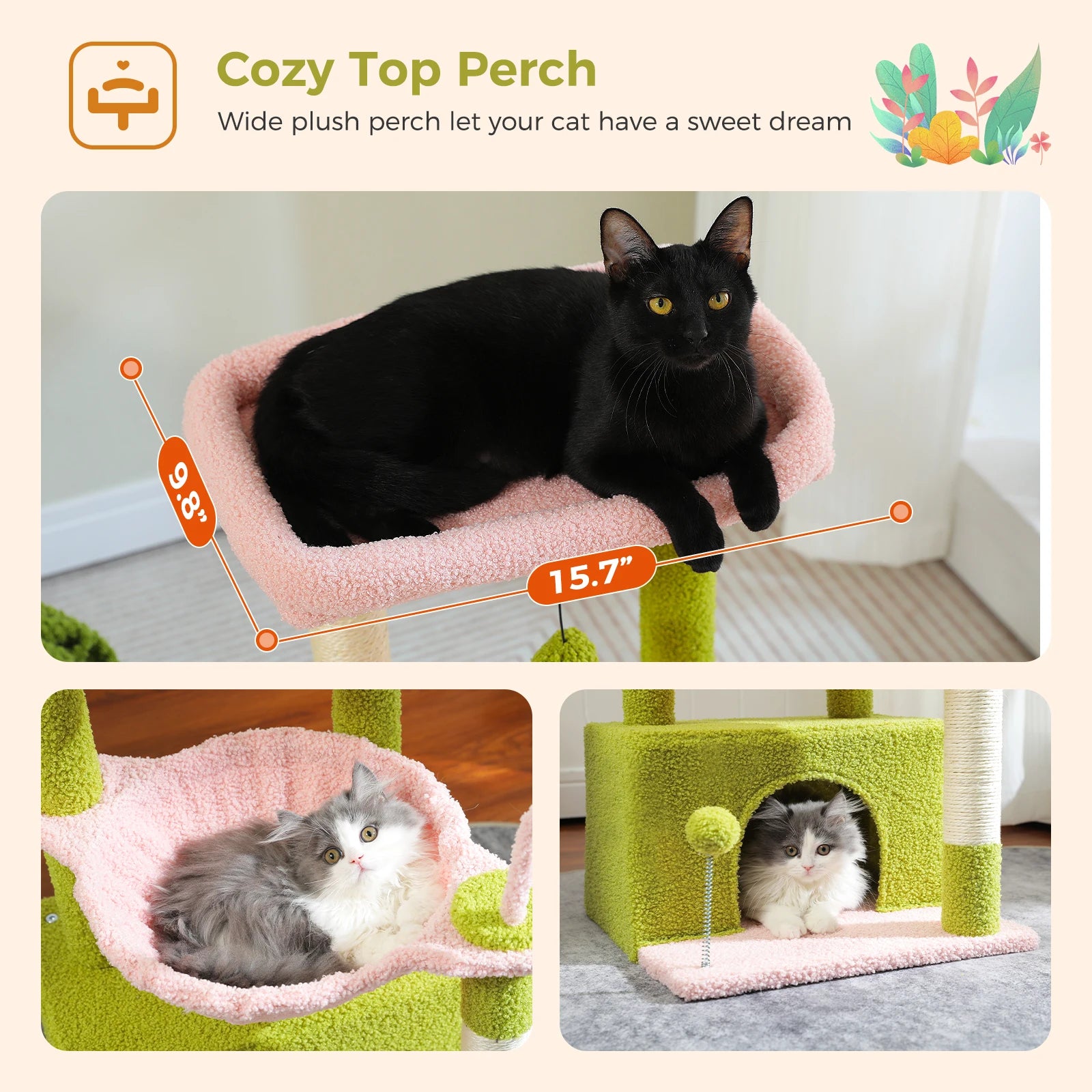 Groene Krabpaal - Krabtoren met Cactusdesign - DreamPawz