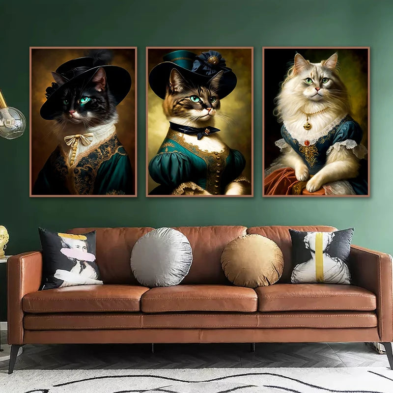 Canvasposter - Middeleeuws Kattenportret