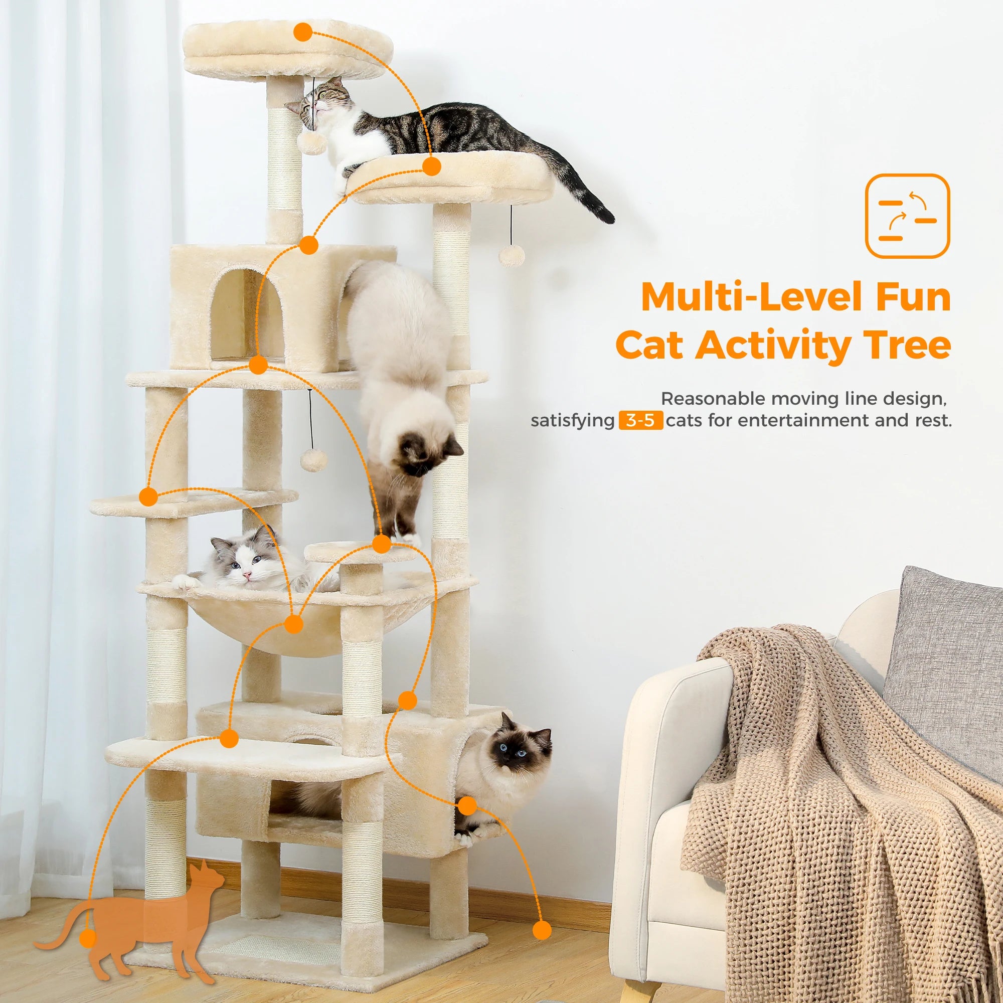 Pawz Road - XL Krabpaal voor Grote Katten met Hangmat & XXL Condo - DreamPawz