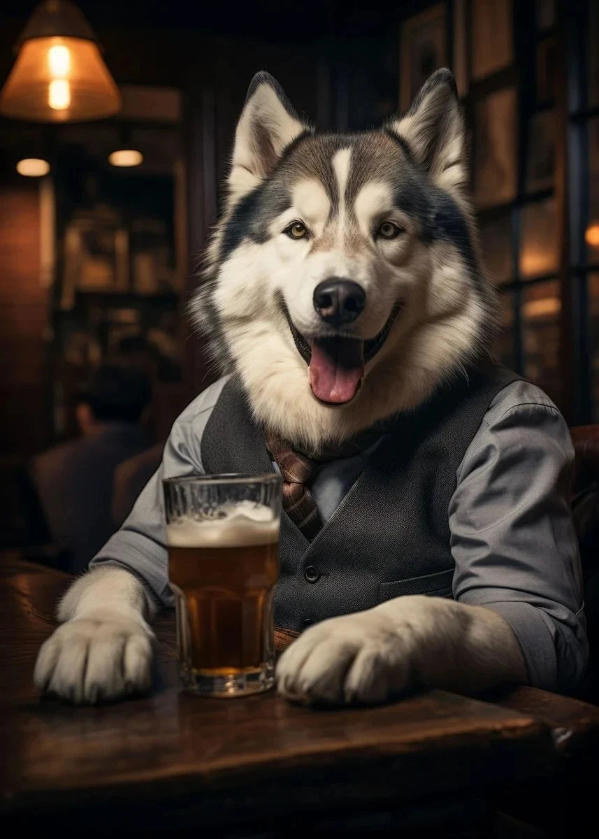 Canvasposter - Hond in de Pub