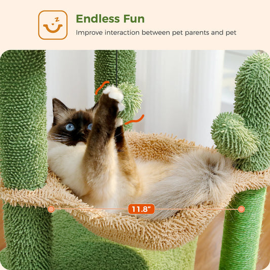 Groene Krabpaal - Krabtoren met Cactusdesign - DreamPawz