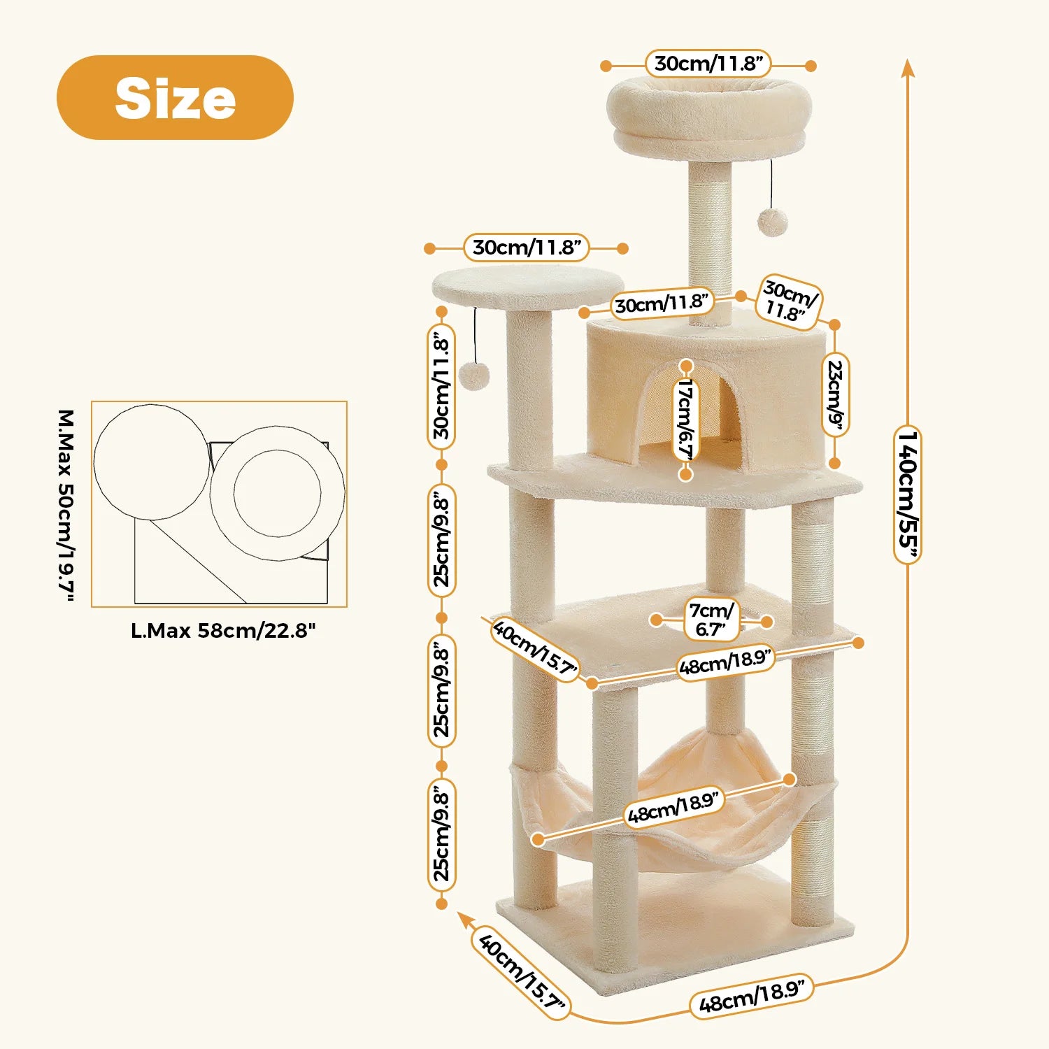 6-Laagse Krabpaal – 140 cm Hoog - DreamPawz