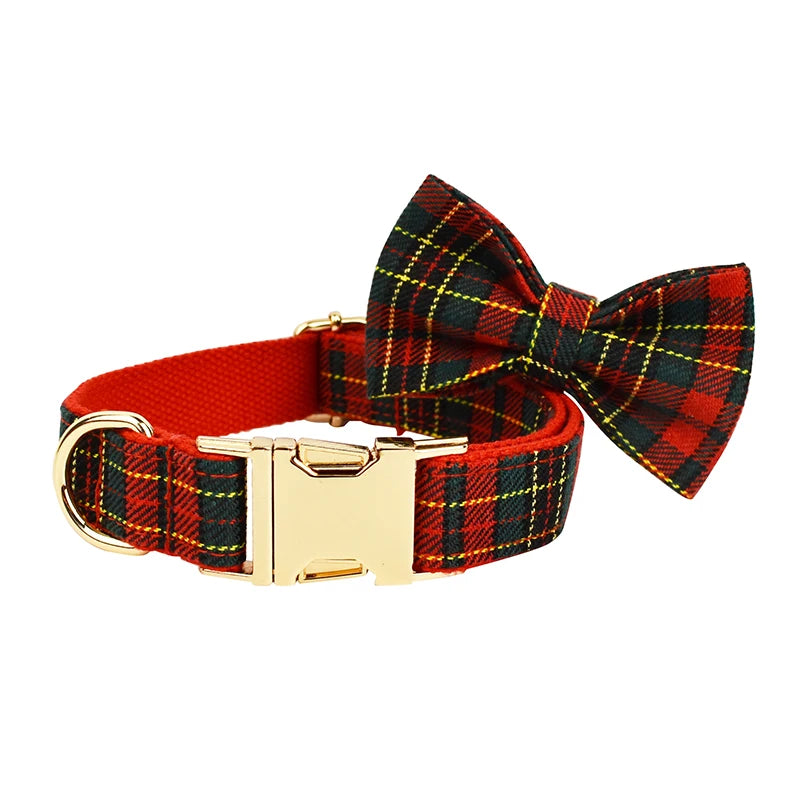 DreamPawz - 3-Delige Set met Halsband, Riem en Strik - Kerst 2025 - DreamPawz