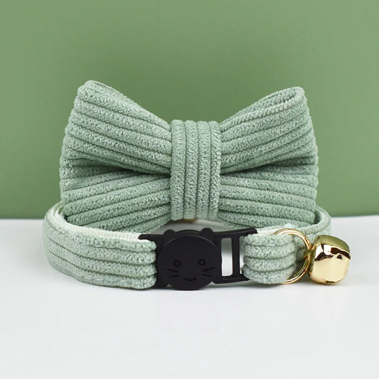 Corduroy Kattenhalsband en Strikje - DreamPawz