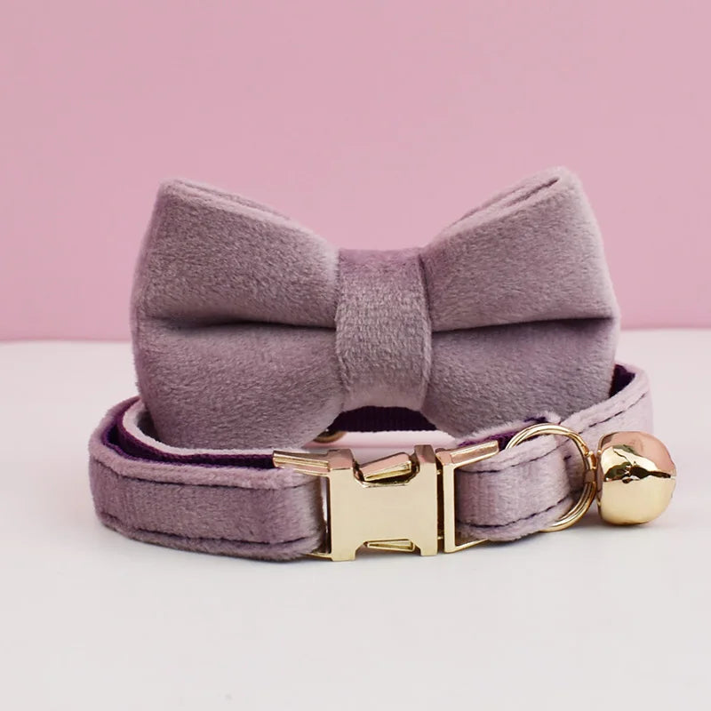 Fluwelen Kattenhalsband met Strikje - DreamPawz