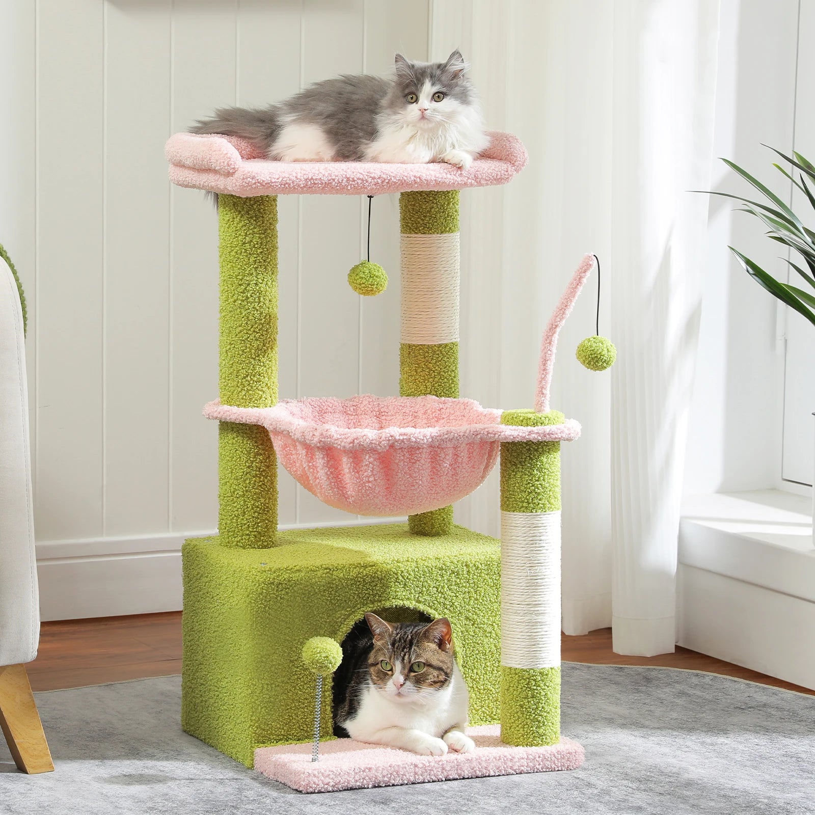 Groene Krabpaal - Krabtoren met Cactusdesign - DreamPawz