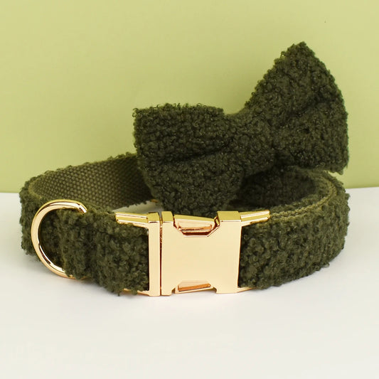 Teddy Ready - 3-Delige Set met Halsband, Riem en Strik - Groen - DreamPawz
