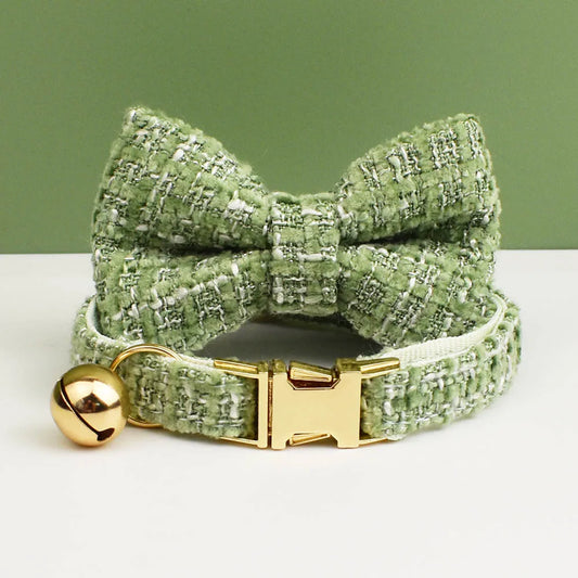 Kattenhalsband Tweed met Strik - DreamPawz
