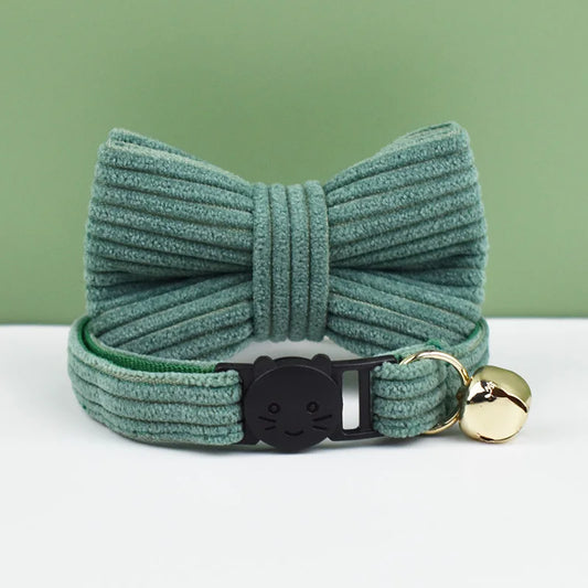 Corduroy Kattenhalsband en Strikje - DreamPawz