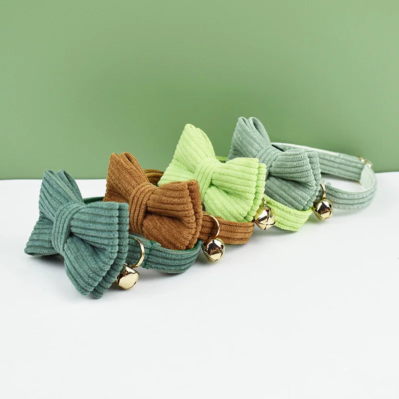 Corduroy Kattenhalsband en Strikje - DreamPawz