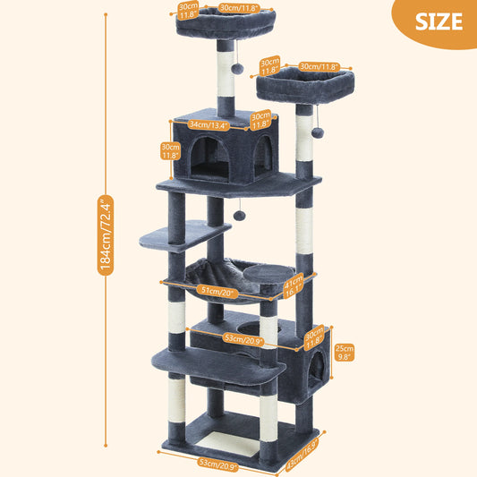 Pawz Road - XL Krabpaal voor Grote Katten met Hangmat & XXL Condo - DreamPawz