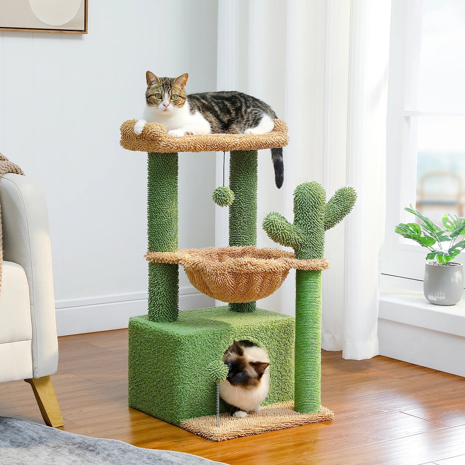 Groene Krabpaal - Krabtoren met Cactusdesign - DreamPawz