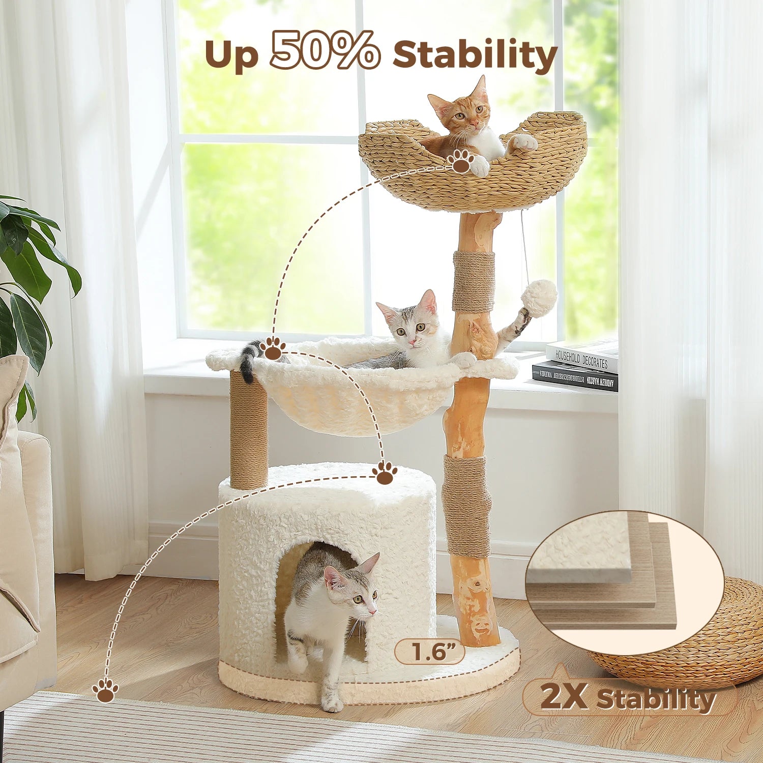 Pawz Road - Moderne Rattan Kattenboom - DreamPawz