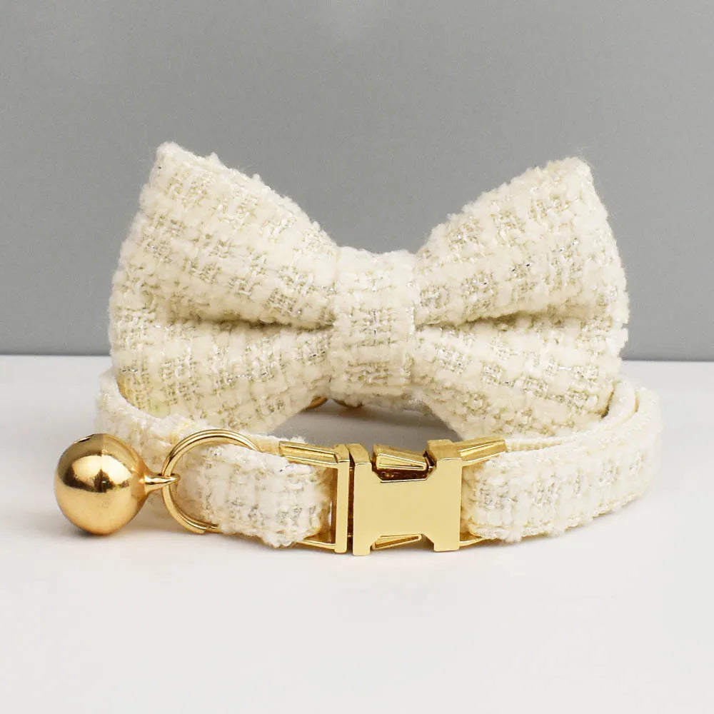 Kattenhalsband Tweed met Strik - DreamPawz