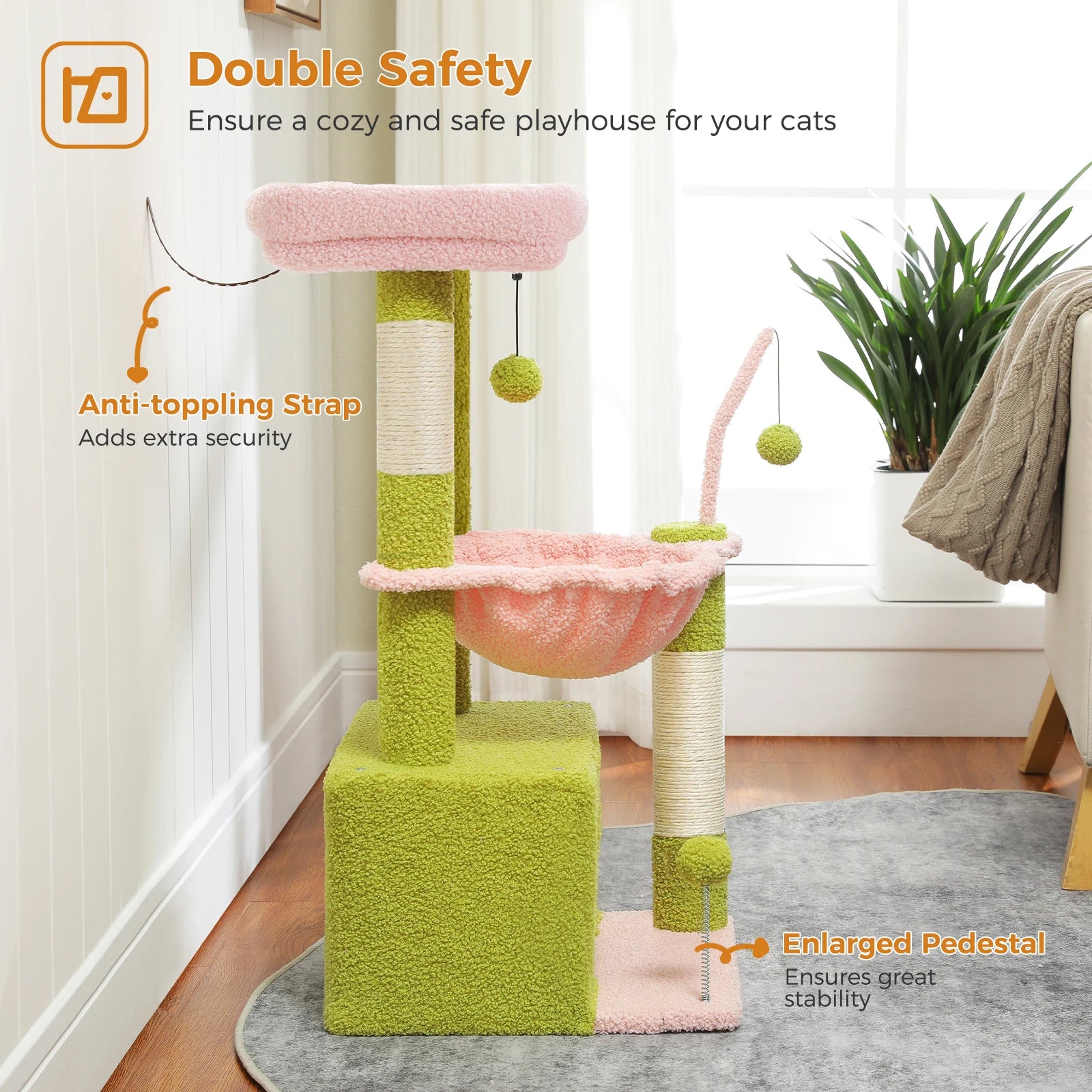 Groene Krabpaal - Krabtoren met Cactusdesign - DreamPawz