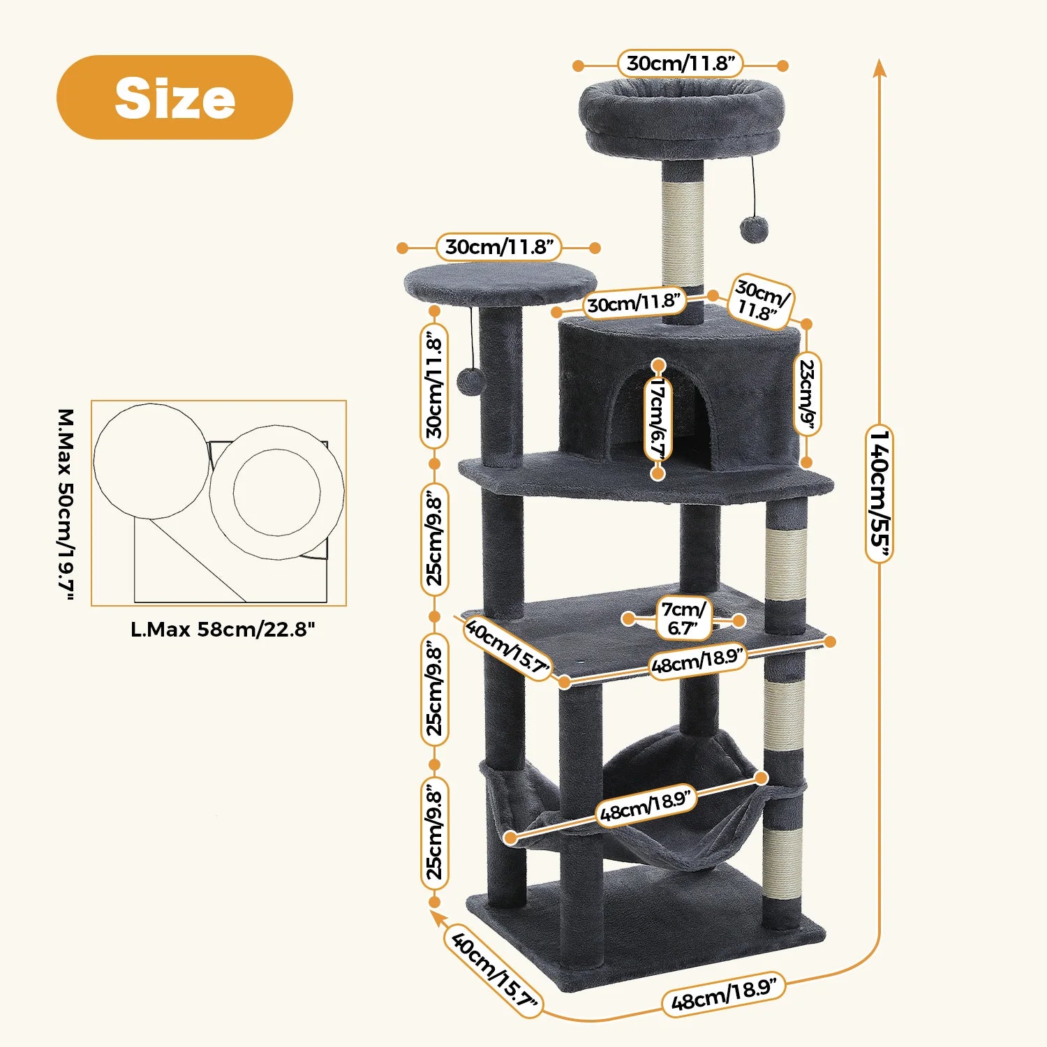 6-Laagse Krabpaal – 140 cm Hoog - DreamPawz