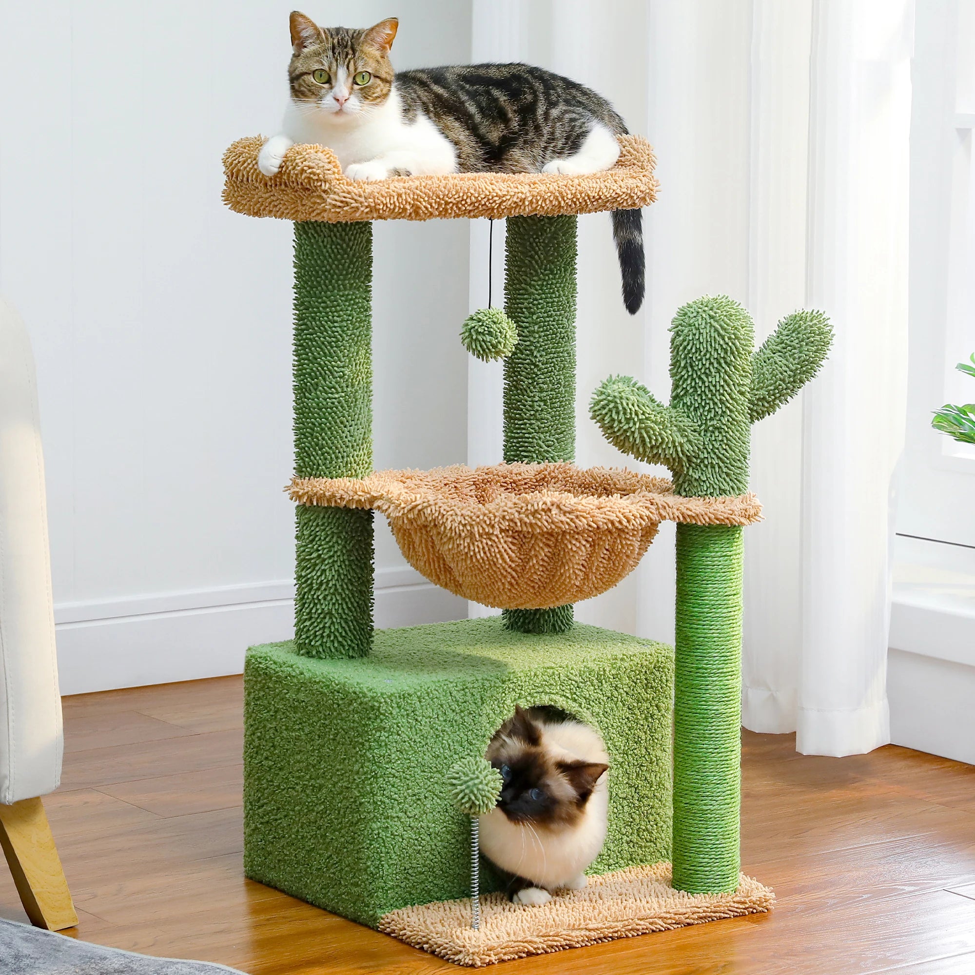 Groene Krabpaal - Krabtoren met Cactusdesign - DreamPawz