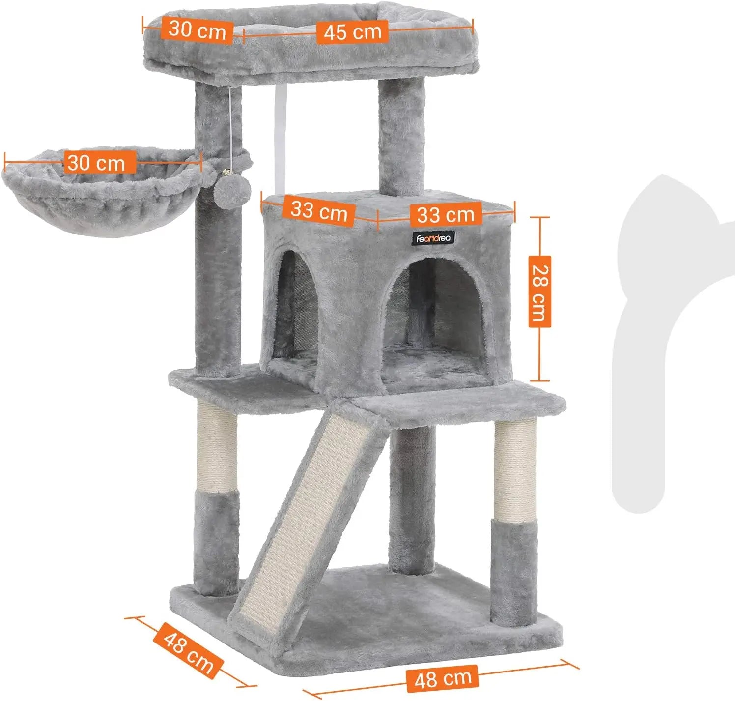 FEANDREA - Medium Kattenkrabpaal met Krabplank & Hangmat