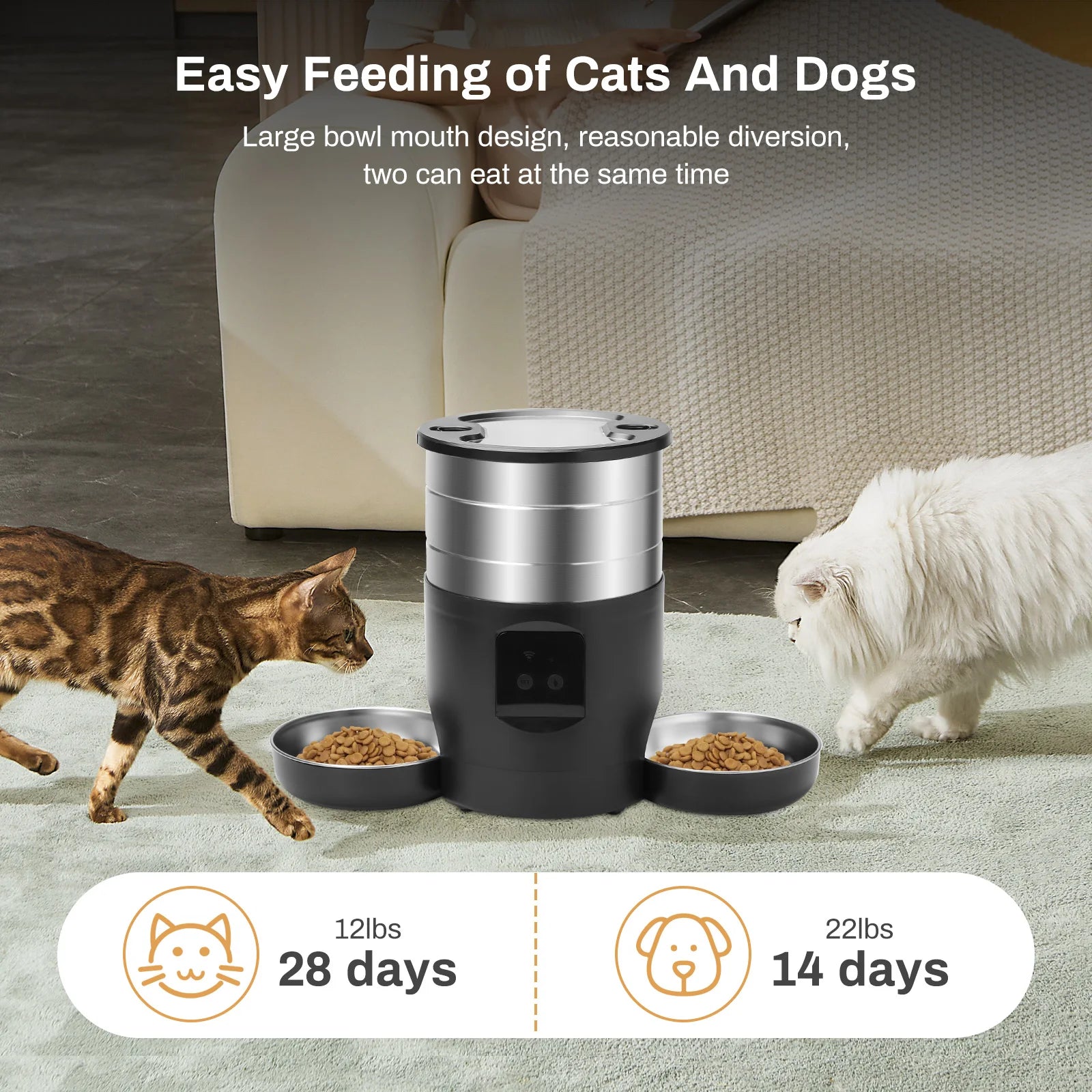 ZYfeeder - 4.5L Button/WiFi Automatische Voerbak