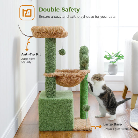 Groene Krabpaal - Krabtoren met Cactusdesign - DreamPawz