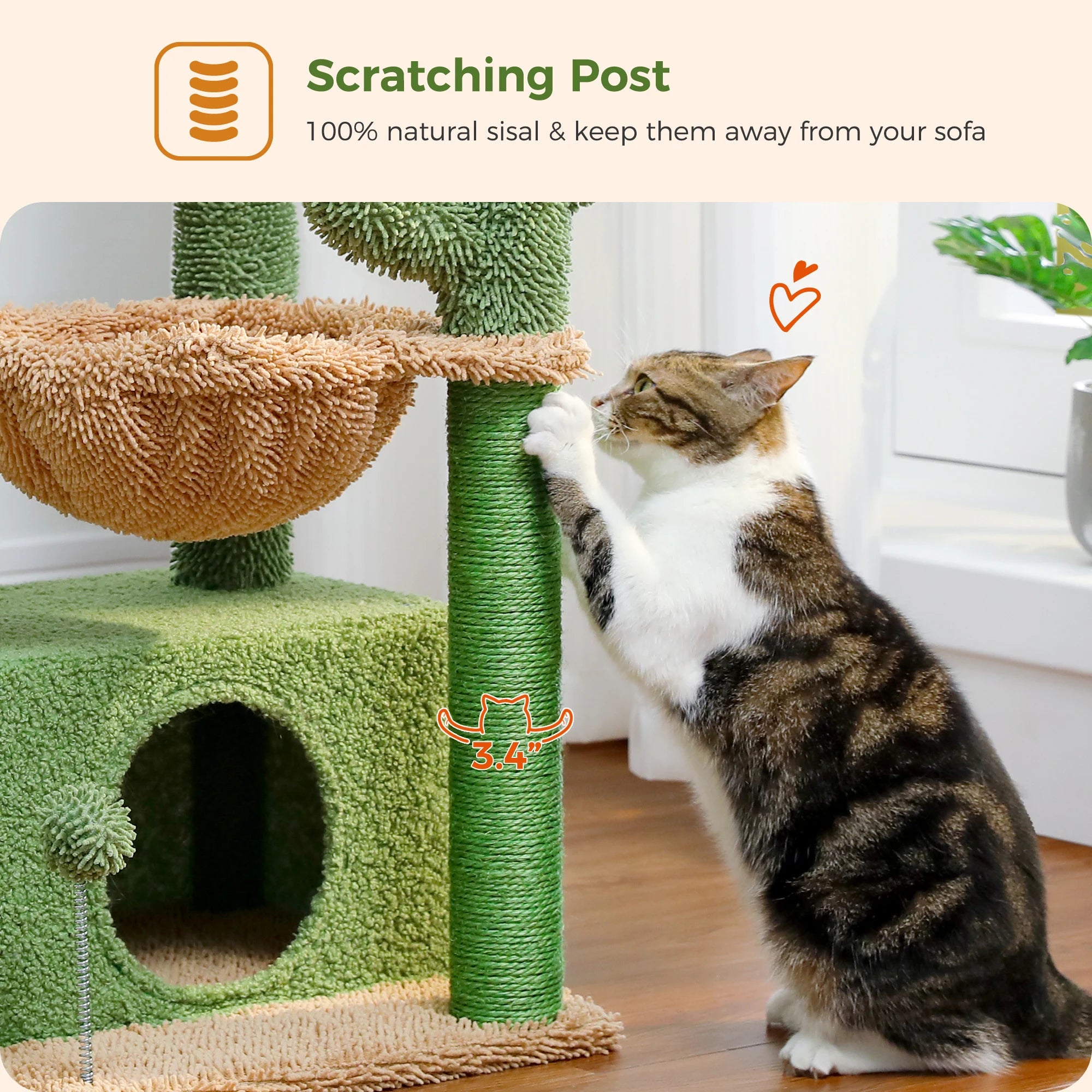 Groene Krabpaal - Krabtoren met Cactusdesign - DreamPawz